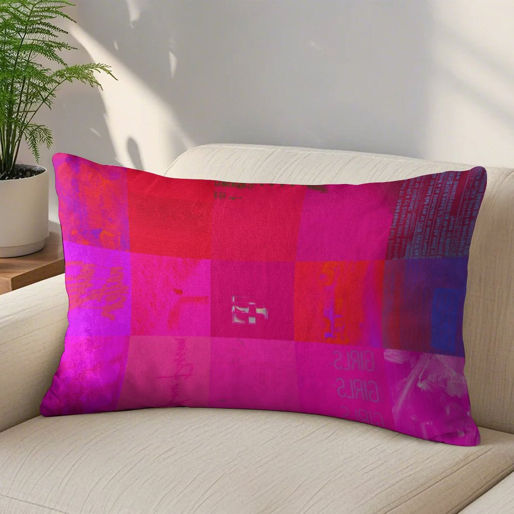 X-Ray Girls Glitch Art Grid Hot Pink Digital Distortion Velvet Long Pillowcase
