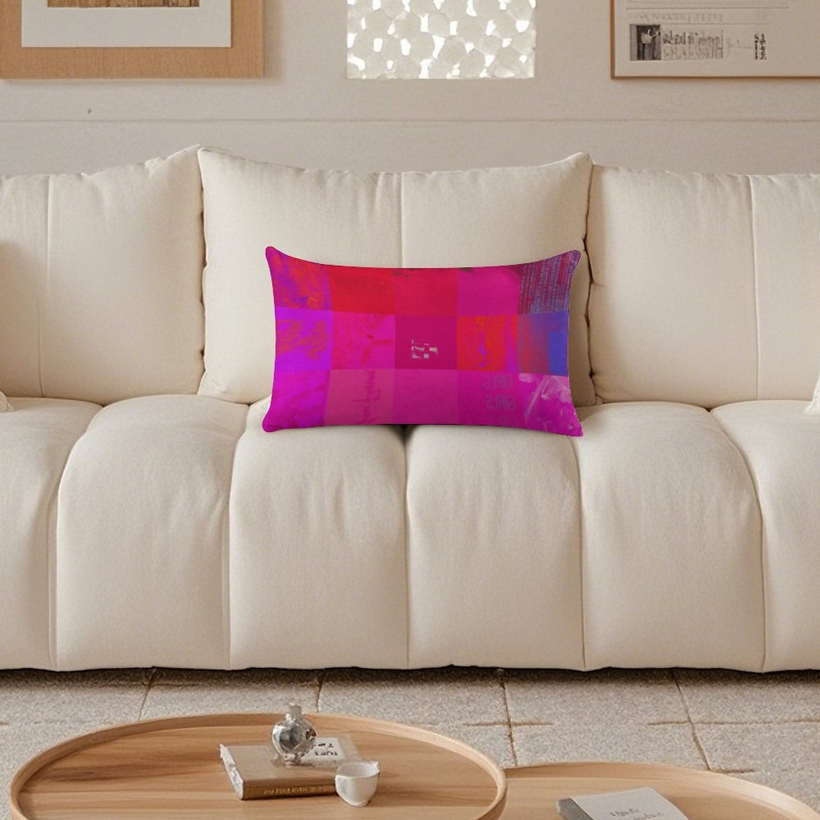 X-Ray Girls Glitch Art Grid Hot Pink Digital Distortion Ultra-soft Long Pillowcase