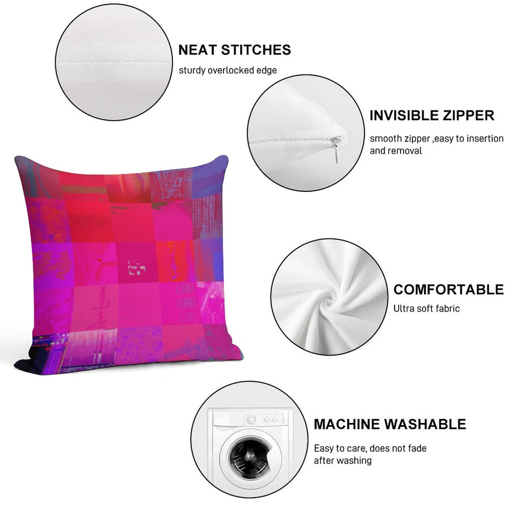 X-Ray Girls Glitch Art Grid Hot Pink Digital Distortion Ultra-soft Pillowcase