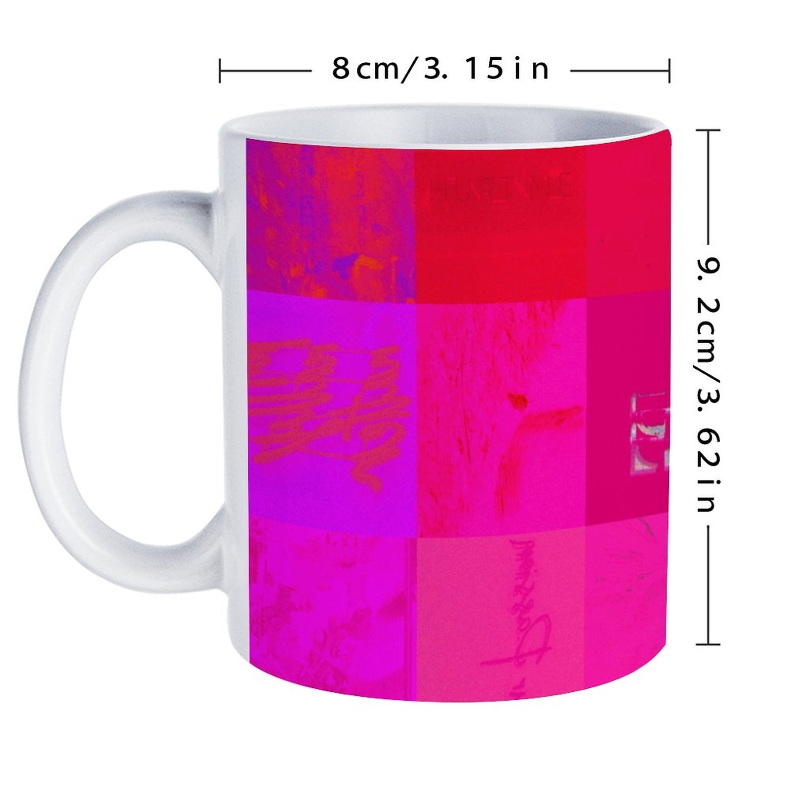 X-Ray Girls Glitch Art Grid Hot Pink Digital Distortion 14oz White Ceramic Mug with Handle