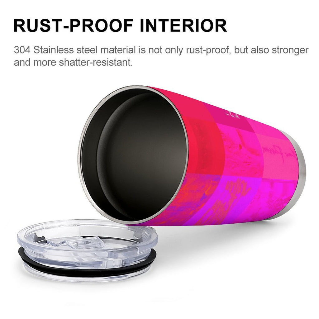 X-Ray Girls Glitch Art Grid Hot Pink Digital Distortion 20oz Insulated Stainless Steel Cup with Lid
