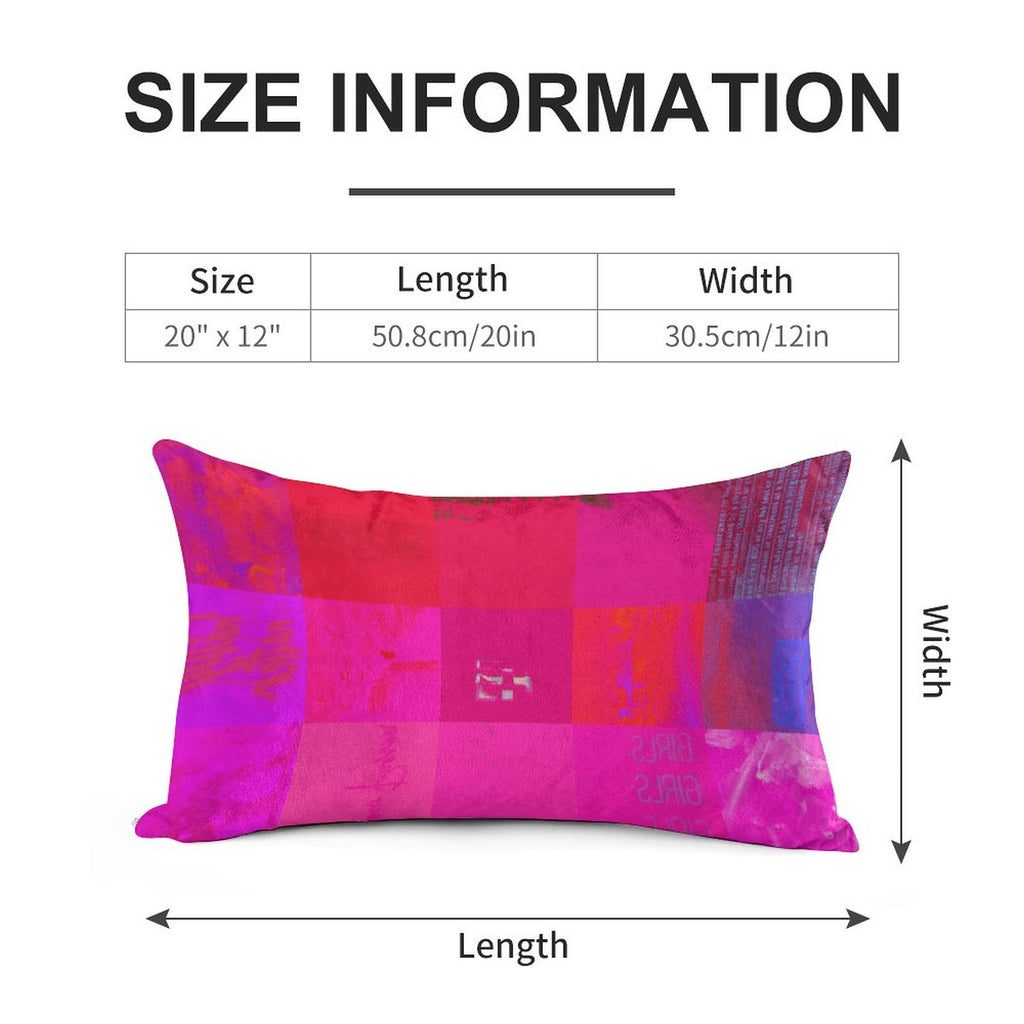 X-Ray Girls Glitch Art Grid Hot Pink Digital Distortion Velvet Long Pillowcase