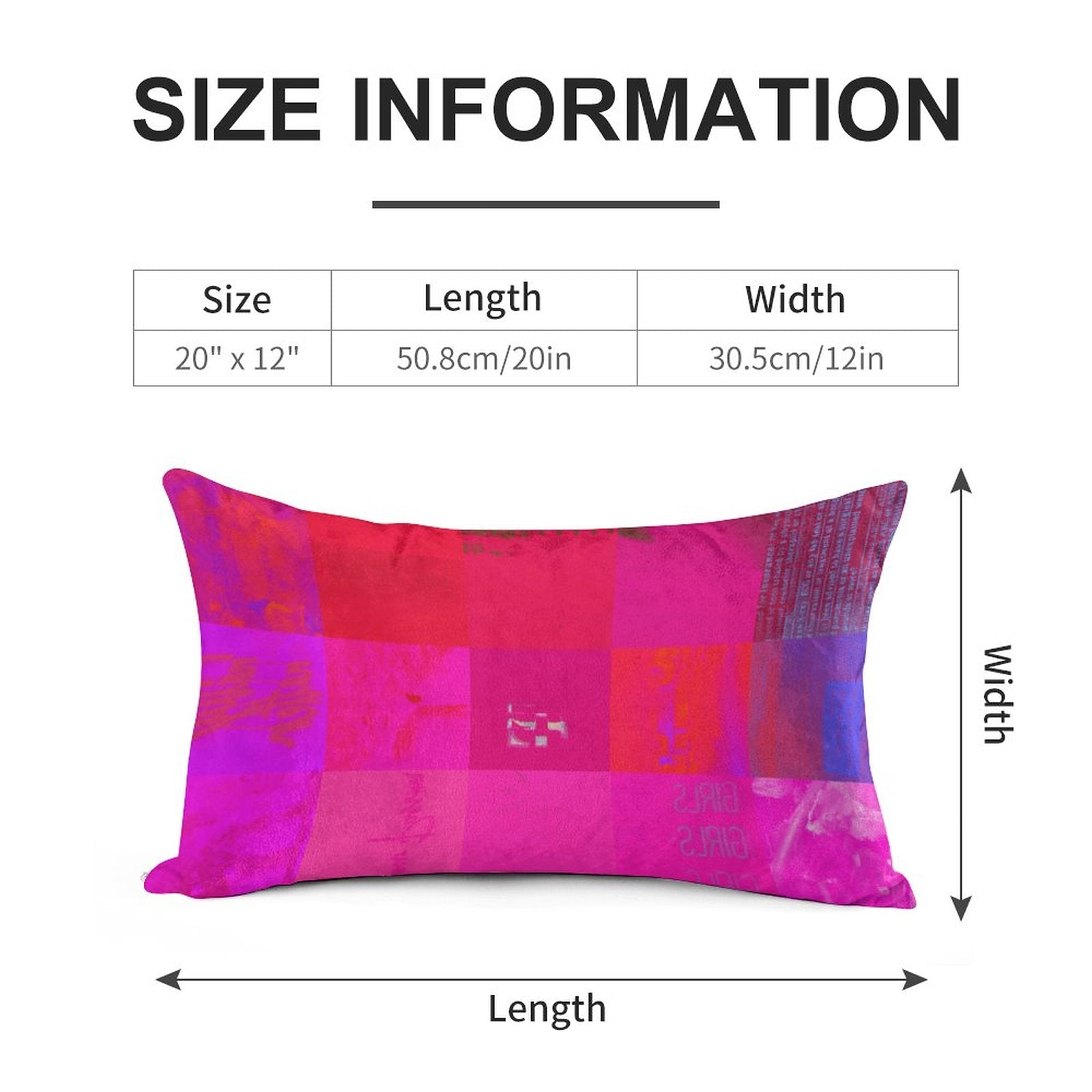 X-Ray Girls Glitch Art Grid Hot Pink Digital Distortion Velvet Long Pillowcase