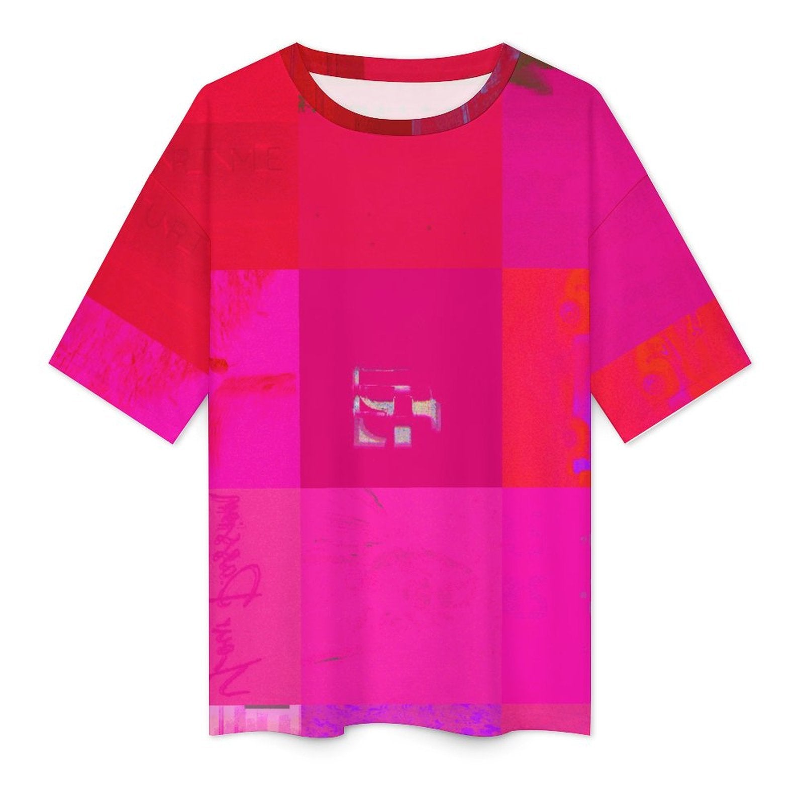 X-Ray Girls Glitch Art Grid Hot Pink Digital Distortion Cotton Men's Half-Sleeve T-Shirt