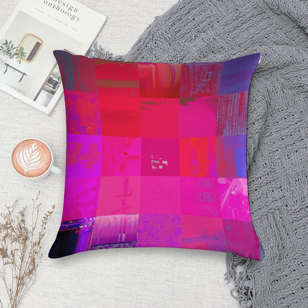 X-Ray Girls Glitch Art Grid Hot Pink Digital Distortion Ultra-soft Pillowcase