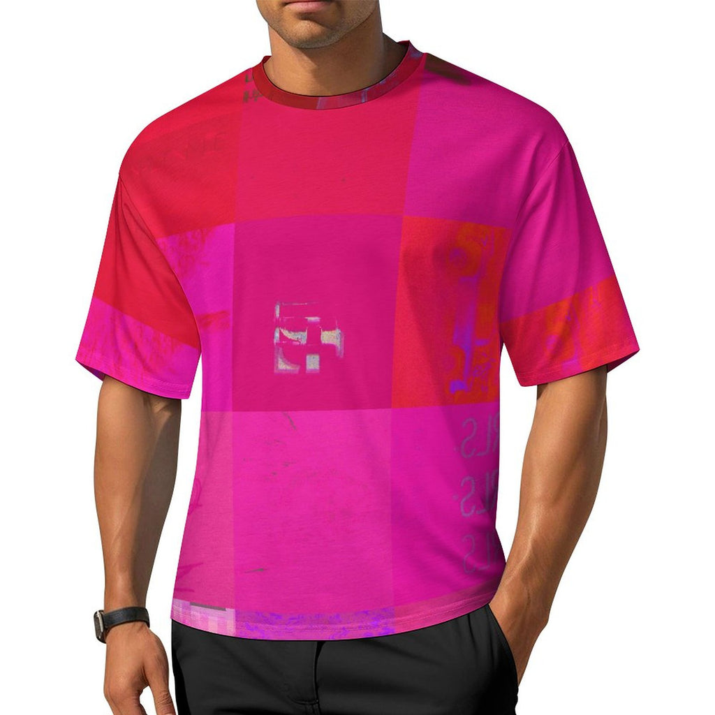 X-Ray Girls Glitch Art Grid Hot Pink Digital Distortion Cotton Men's Half-Sleeve T-Shirt