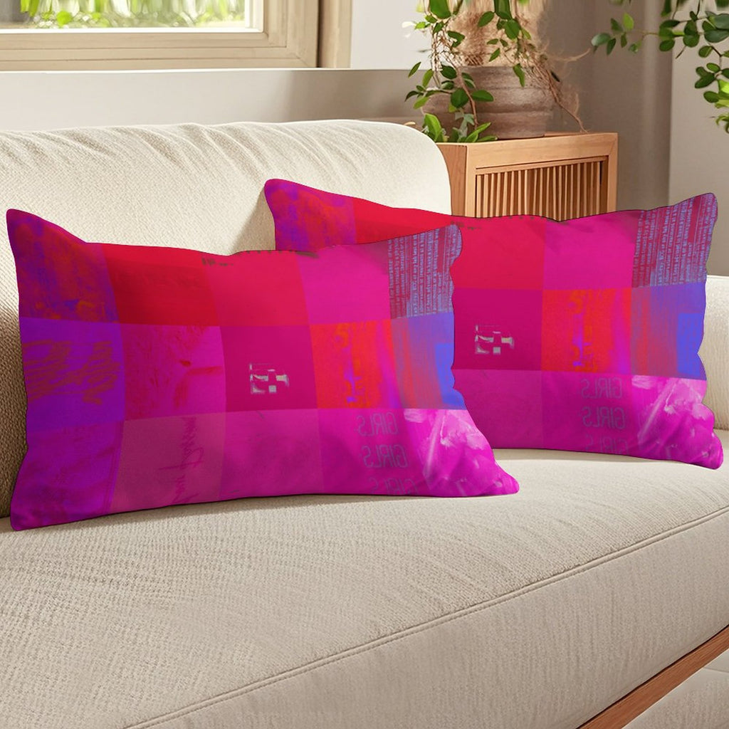 X-Ray Girls Glitch Art Grid Hot Pink Digital Distortion Ultra-soft Long Pillowcase