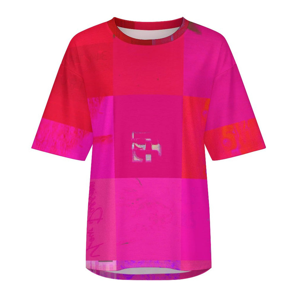 X-Ray Girls Glitch Art Grid Hot Pink Digital Distortion Cotton Men's Half-Sleeve T-Shirt