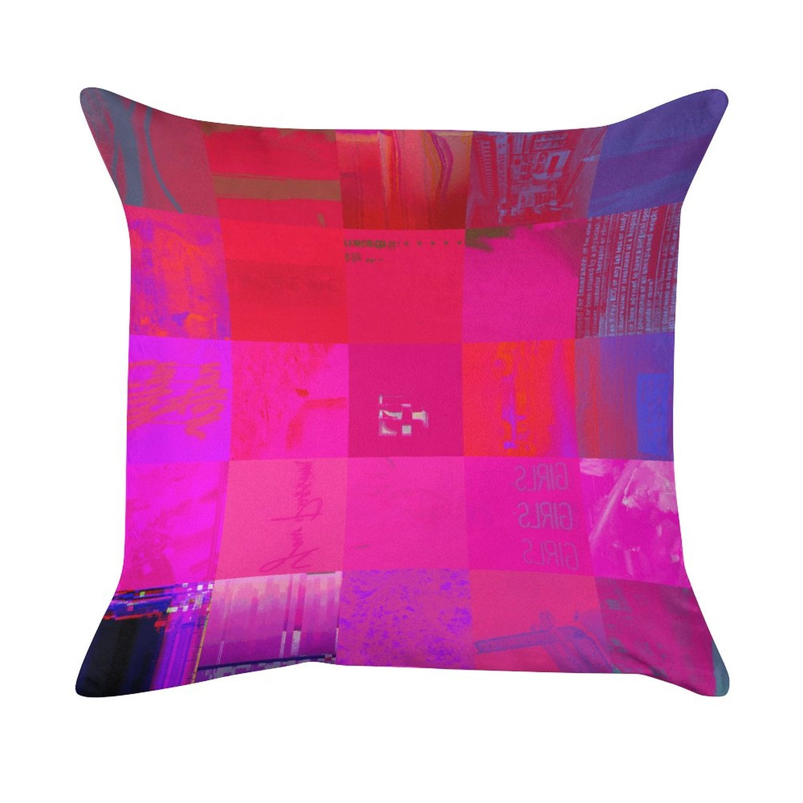 X-Ray Girls Glitch Art Grid Hot Pink Digital Distortion Velvet Pillowcase