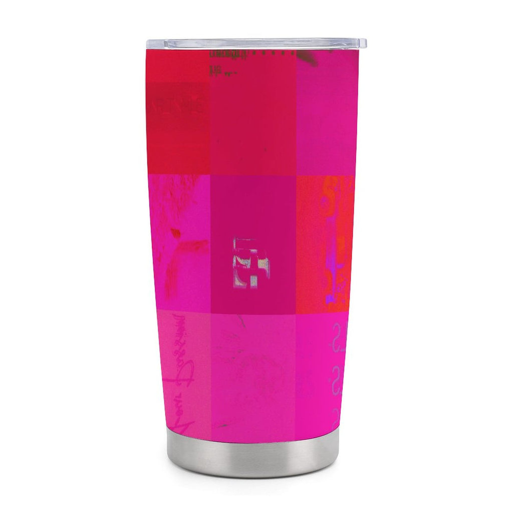 X-Ray Girls Glitch Art Grid Hot Pink Digital Distortion 20oz Insulated Stainless Steel Cup with Lid