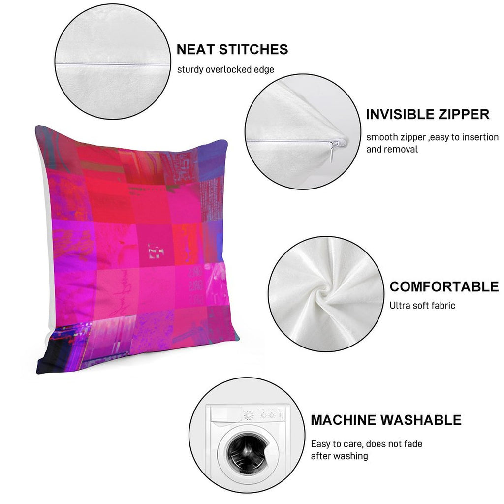 X-Ray Girls Glitch Art Grid Hot Pink Digital Distortion Velvet Pillowcase