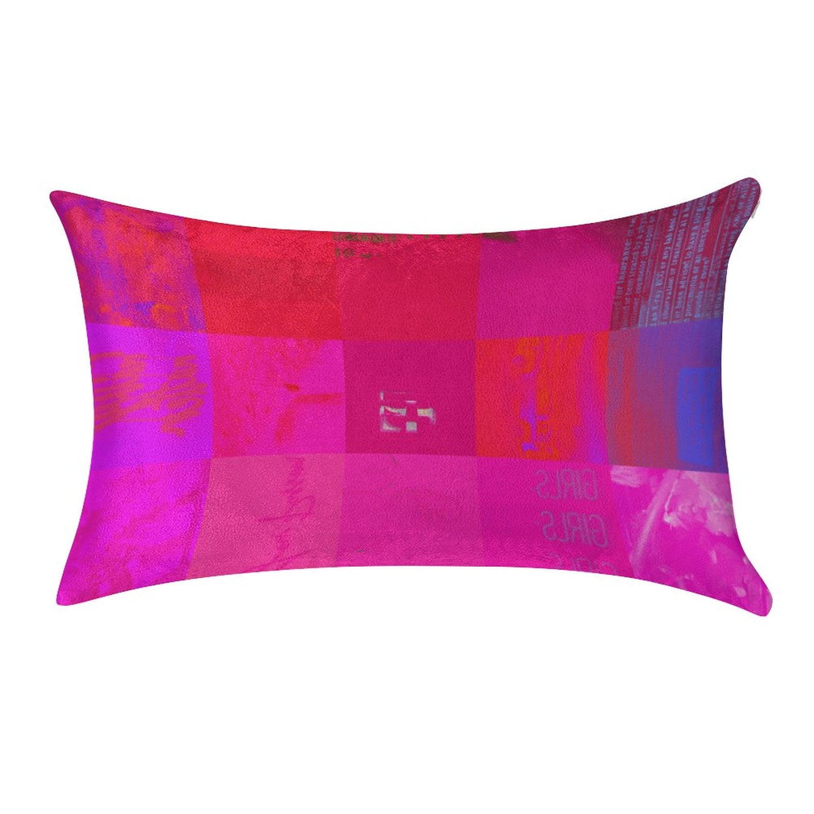 X-Ray Girls Glitch Art Grid Hot Pink Digital Distortion Velvet Long Pillowcase