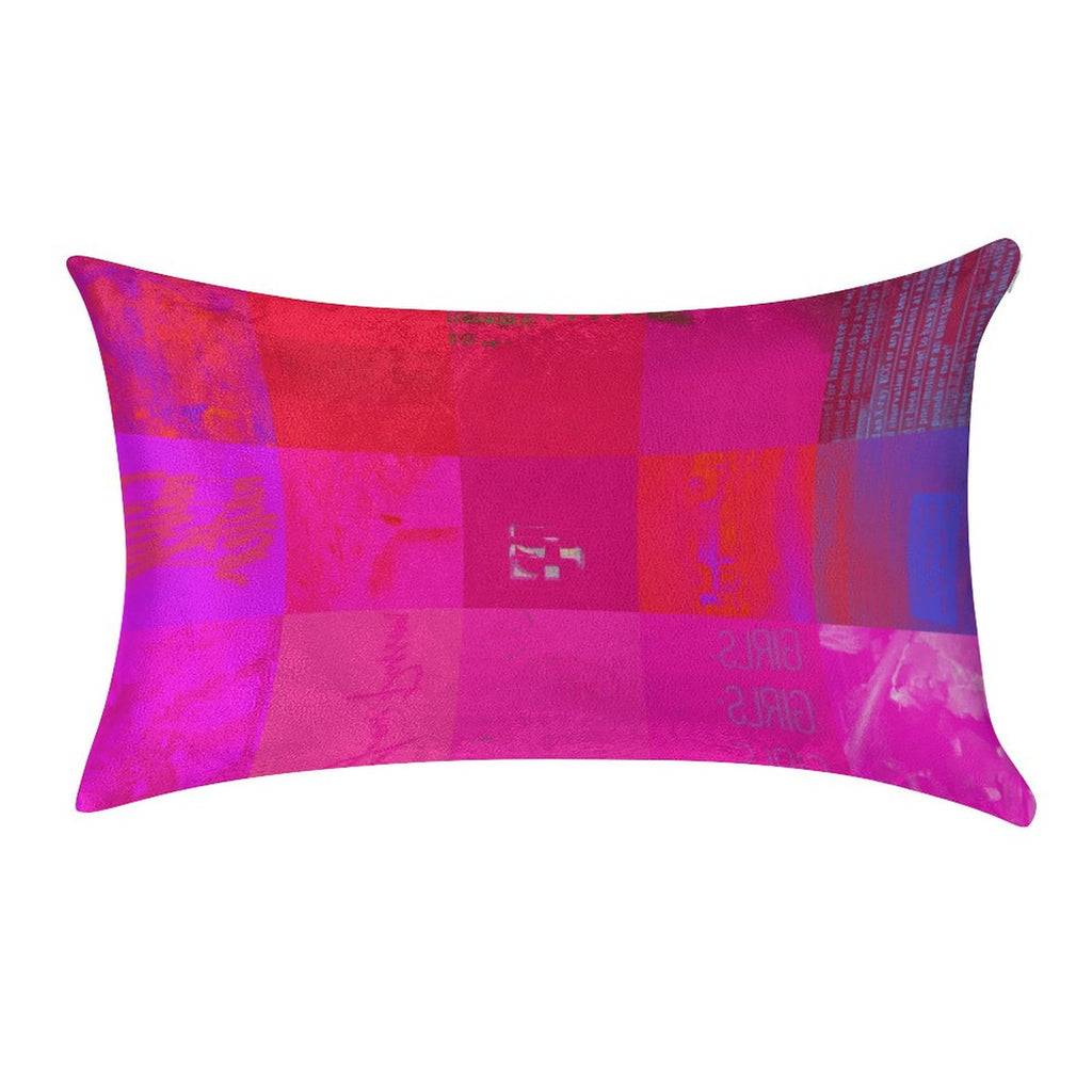 X-Ray Girls Glitch Art Grid Hot Pink Digital Distortion Velvet Long Pillowcase