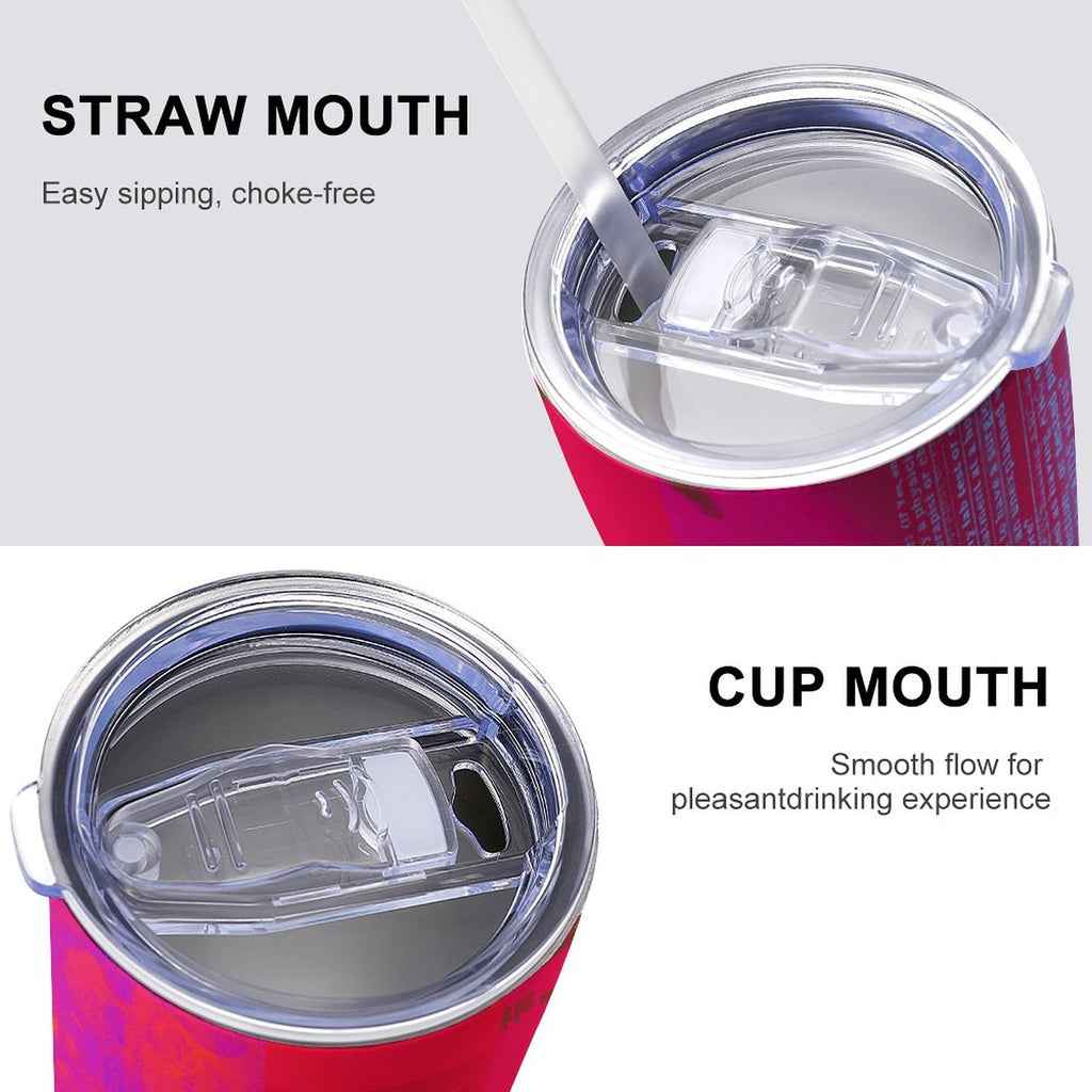 X-Ray Girls Glitch Art Grid Hot Pink Digital Distortion 20oz Insulated Stainless Steel Cup with Lid