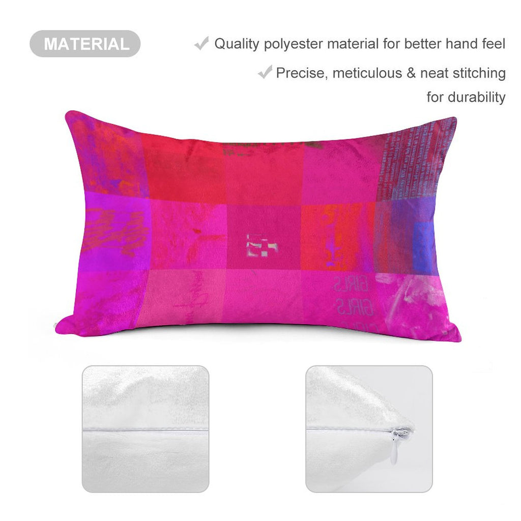 X-Ray Girls Glitch Art Grid Hot Pink Digital Distortion Velvet Long Pillowcase