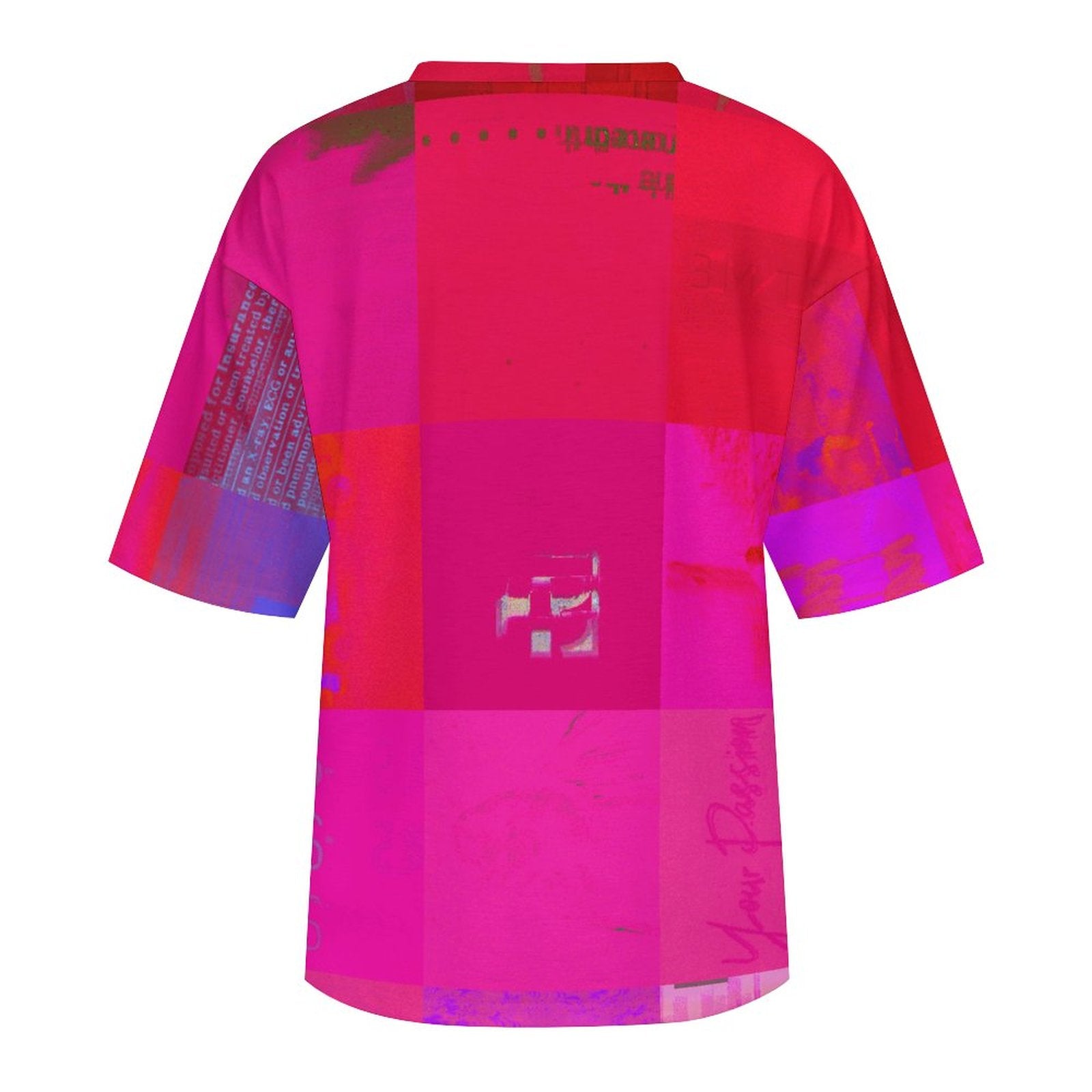 X-Ray Girls Glitch Art Grid Hot Pink Digital Distortion Cotton Men's Half-Sleeve T-Shirt