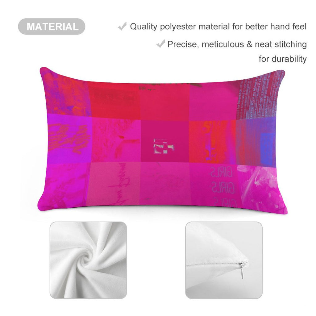 X-Ray Girls Glitch Art Grid Hot Pink Digital Distortion Ultra-soft Long Pillowcase