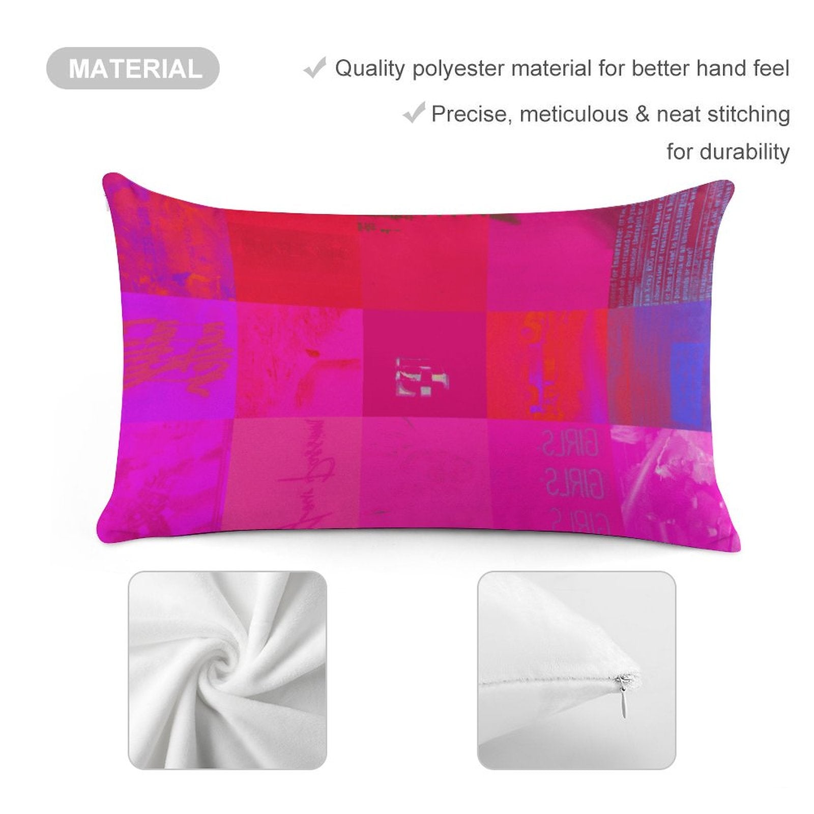 X-Ray Girls Glitch Art Grid Hot Pink Digital Distortion Ultra-soft Long Pillowcase