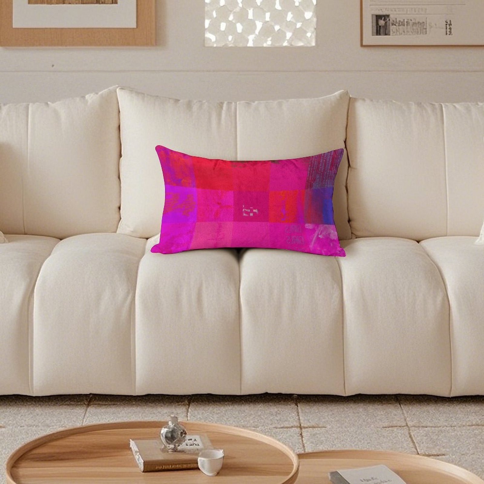 X-Ray Girls Glitch Art Grid Hot Pink Digital Distortion Velvet Long Pillowcase