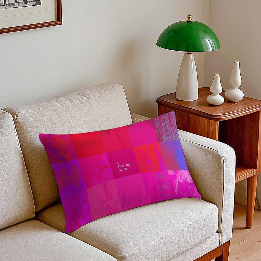 X-Ray Girls Glitch Art Grid Hot Pink Digital Distortion Ultra-soft Long Pillowcase