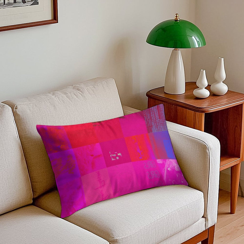 X-Ray Girls Glitch Art Grid Hot Pink Digital Distortion Velvet Long Pillowcase