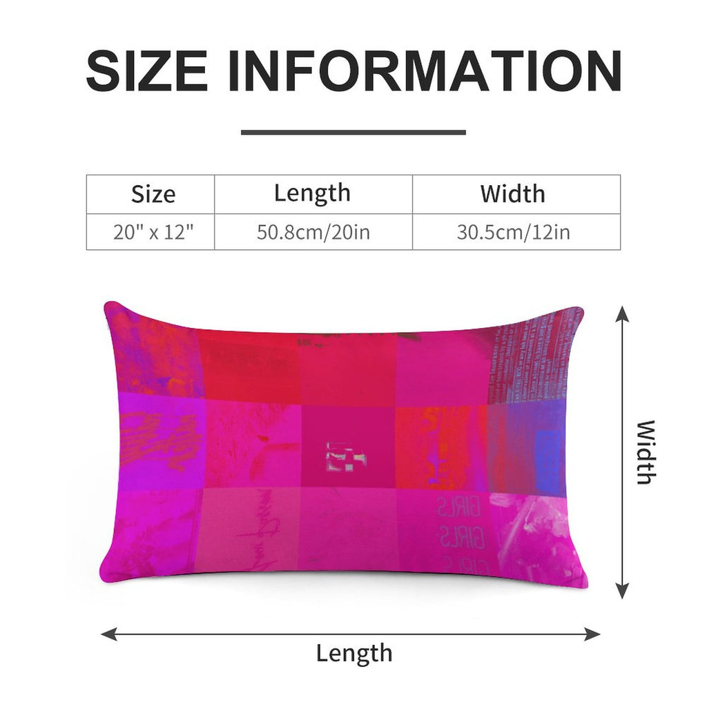 X-Ray Girls Glitch Art Grid Hot Pink Digital Distortion Ultra-soft Long Pillowcase